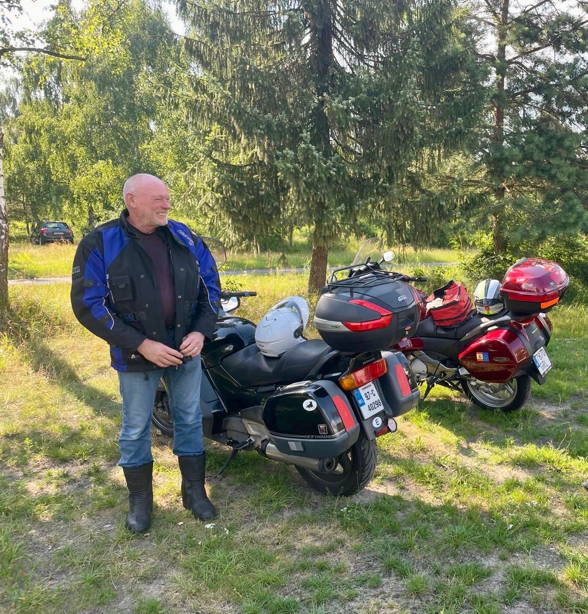 Dave with parents and motorcycle