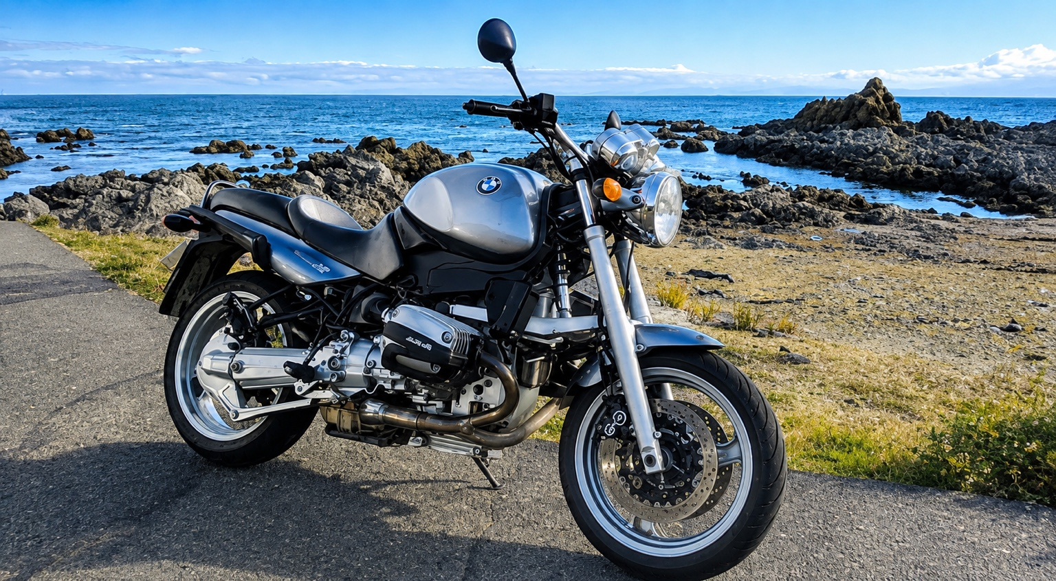 JR's BMW motorcycle in New Zealand